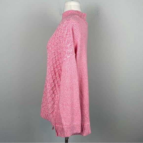 Talbots Pink Red Cable Knit Cotton Blend  Mock Neck Sweater 2X - Picture 5 of 9